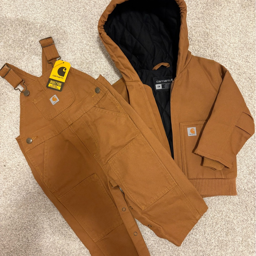 Carhartt Boys 12m Coat and Overalls
